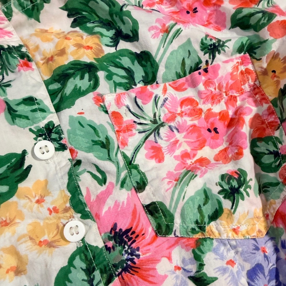 Marshall Field's VTG Floral Button Down Shirt 100% Cotton Short Sleeve Pink - S - Picture 6 of 6